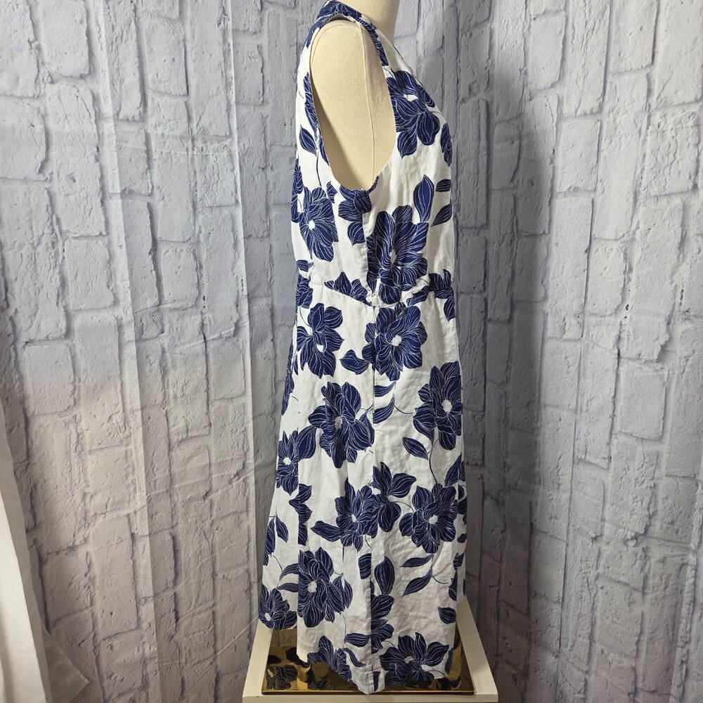 Draper James Extra Large Blue White Floral Cotton Sleeveless Summer Midi Dress - Picture 5 of 11